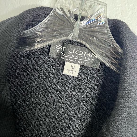 St. John Blazer Women 10 Santana Knit Black Button Down Jacket C2 - Picture 2 of 9